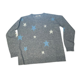 Woolovers Light Grey Star‎ Jumper Design Merino Wool Cashmere Blend Size XS